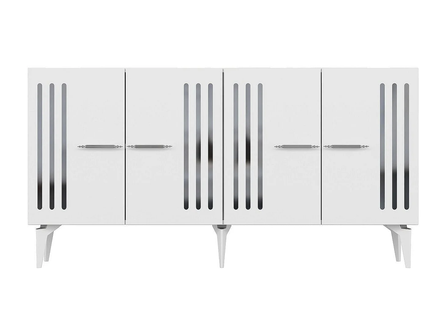 Buffet – 150 cm – Blanc/Argent – ​​Panneau de particules mélaminé