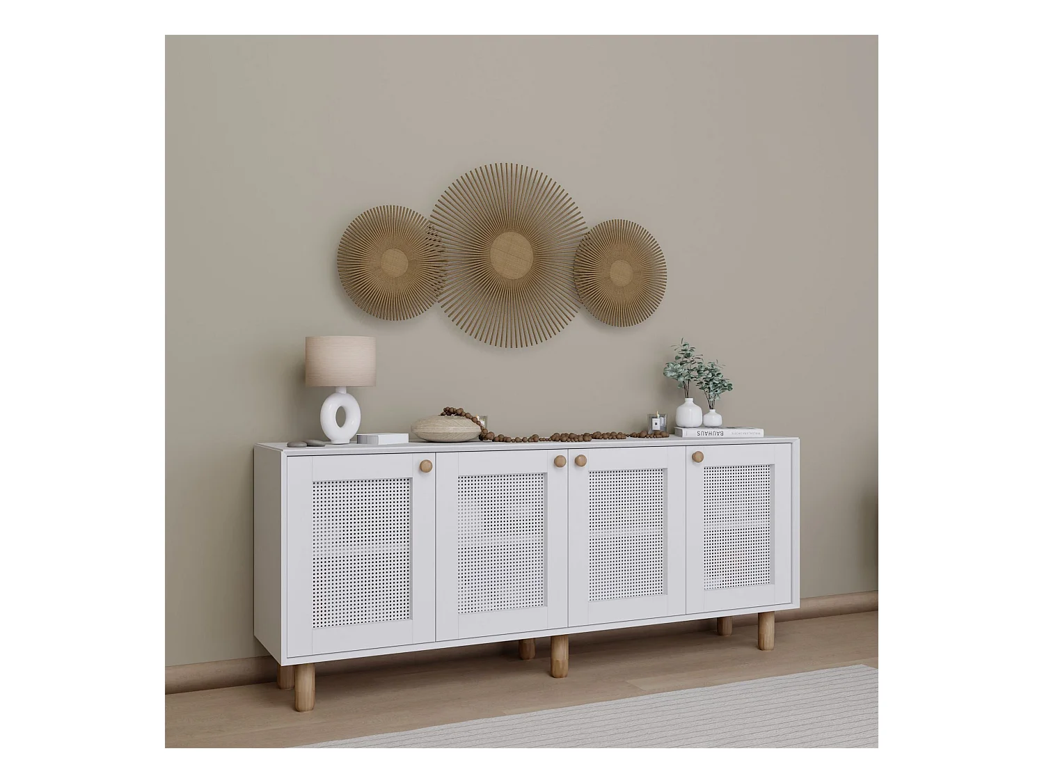 Buffet – 180 cm x 75 cm x 40 cm – Blanc – Panneau de particules revêtu de mélamine