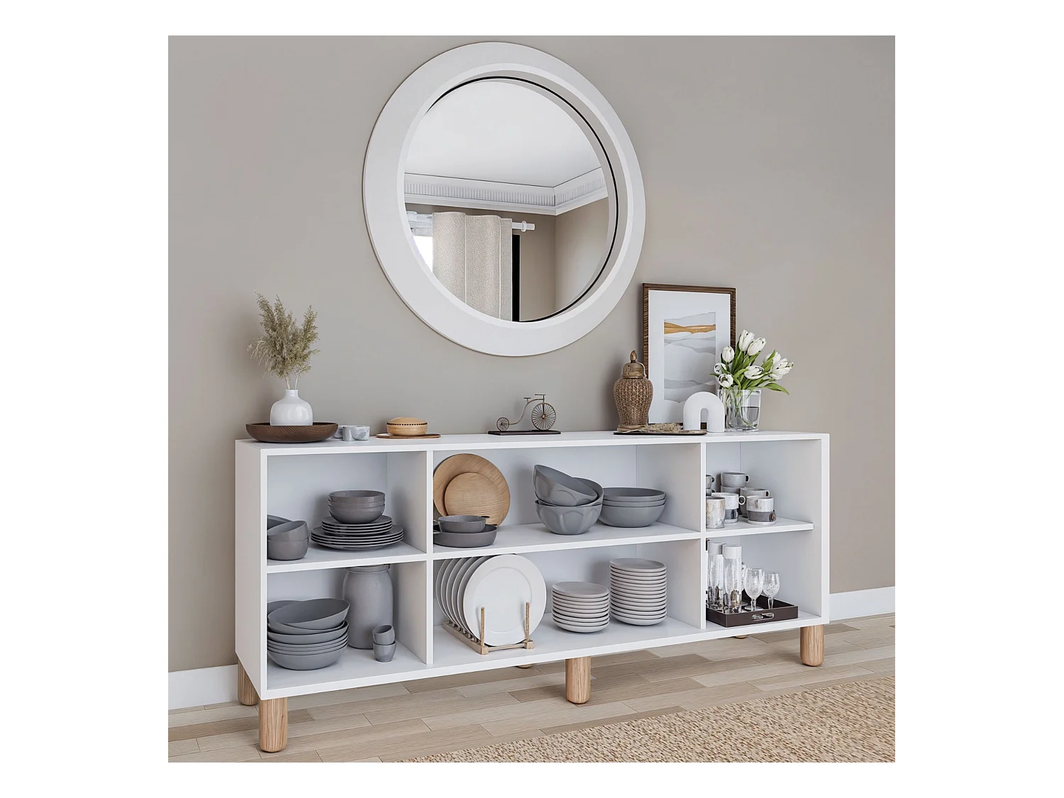 Buffet – 180 cm x 75 cm x 40 cm – Blanc – Panneau de particules revêtu de mélamine