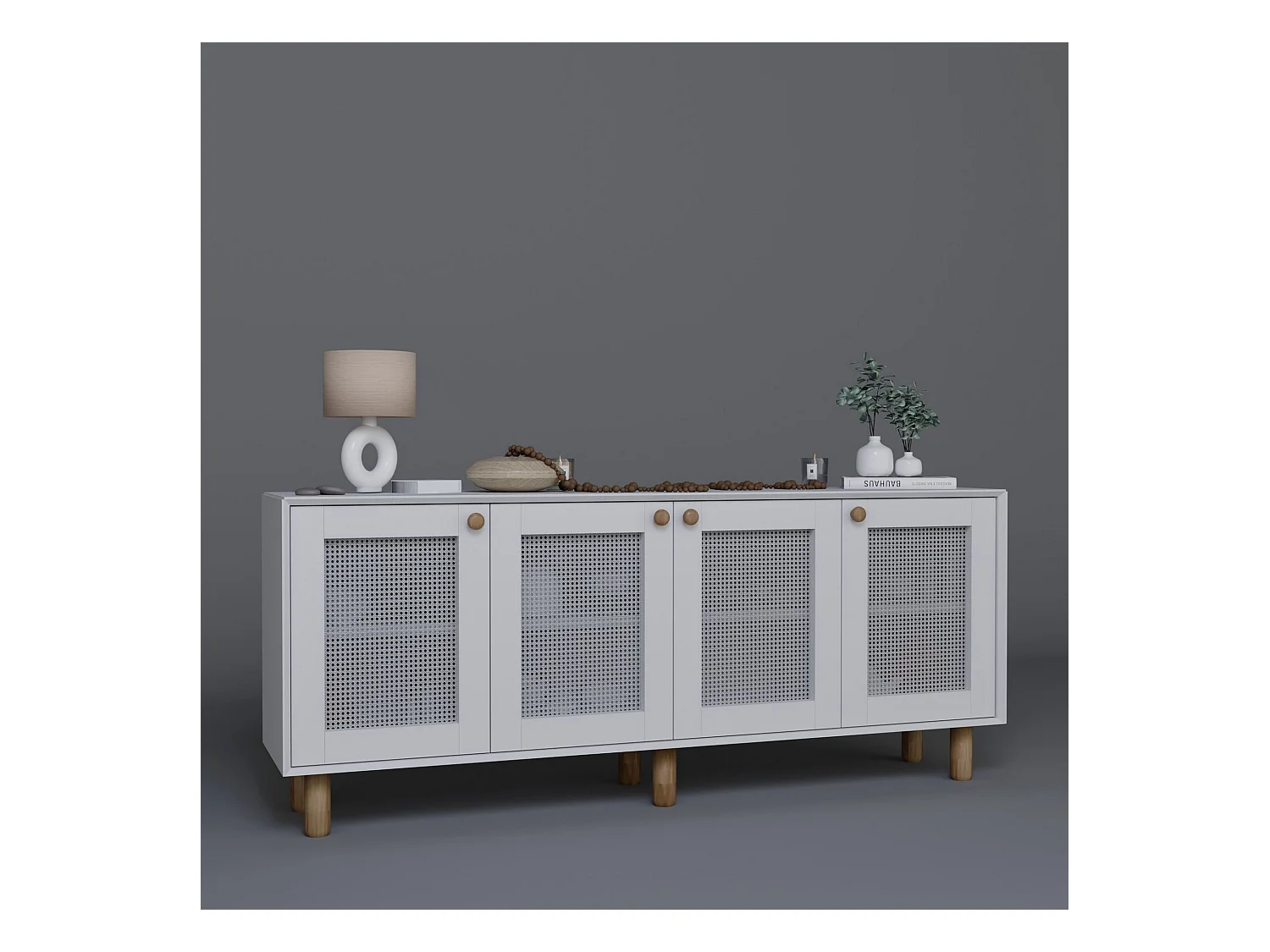 Buffet – 180 cm x 75 cm x 40 cm – Blanc – Panneau de particules revêtu de mélamine