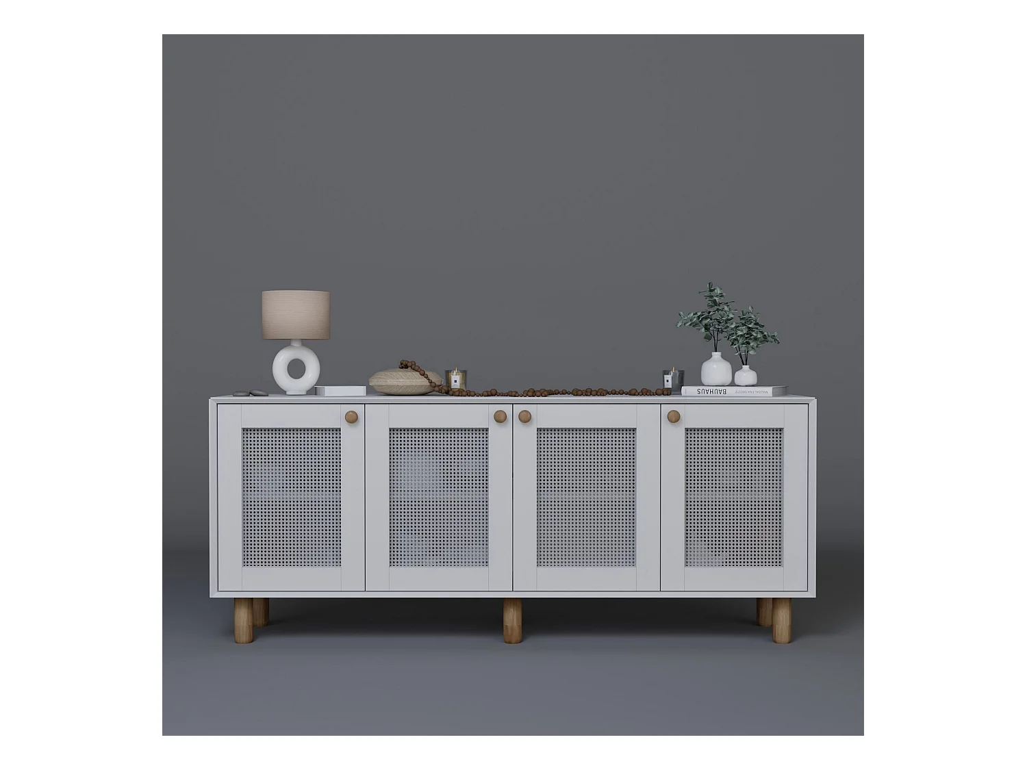 Buffet – 180 cm x 75 cm x 40 cm – Blanc – Panneau de particules revêtu de mélamine
