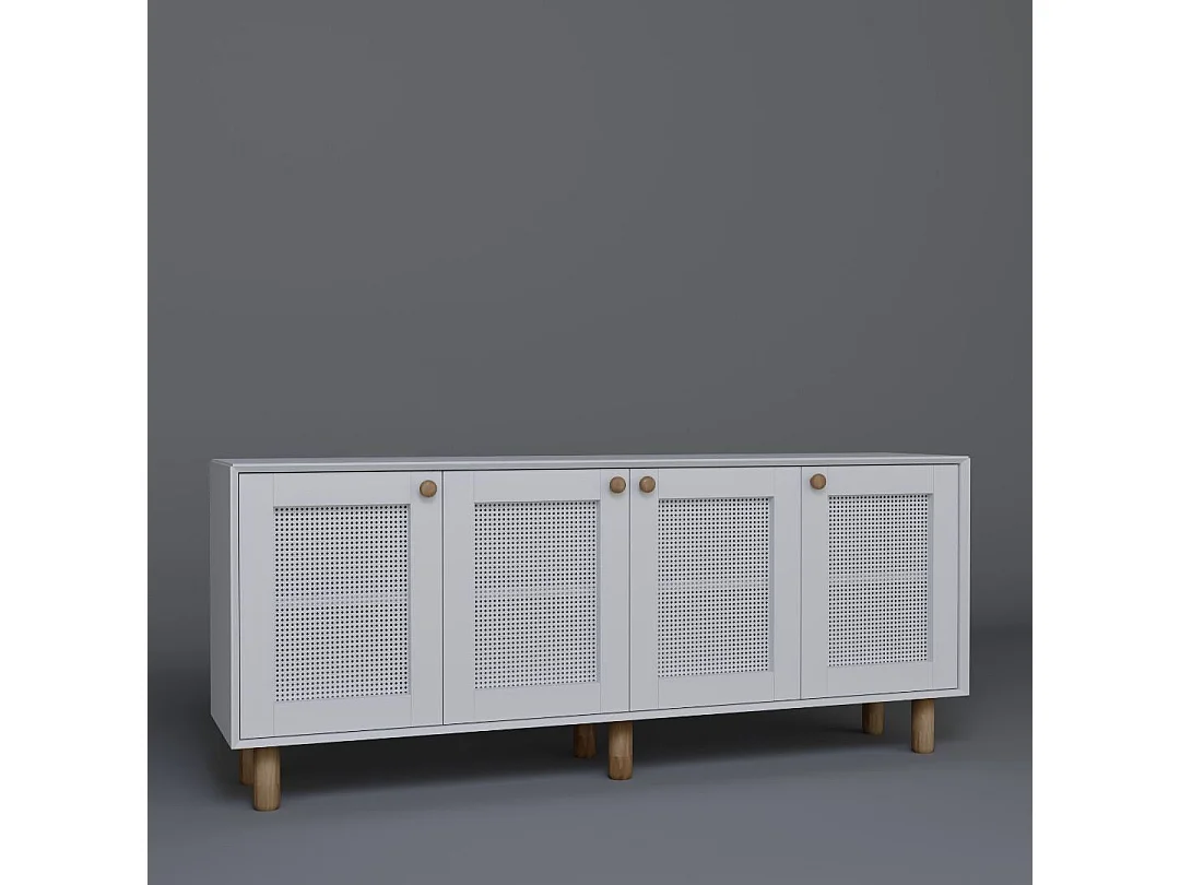 Buffet – 180 cm x 75 cm x 40 cm – Blanc – Panneau de particules revêtu de mélamine