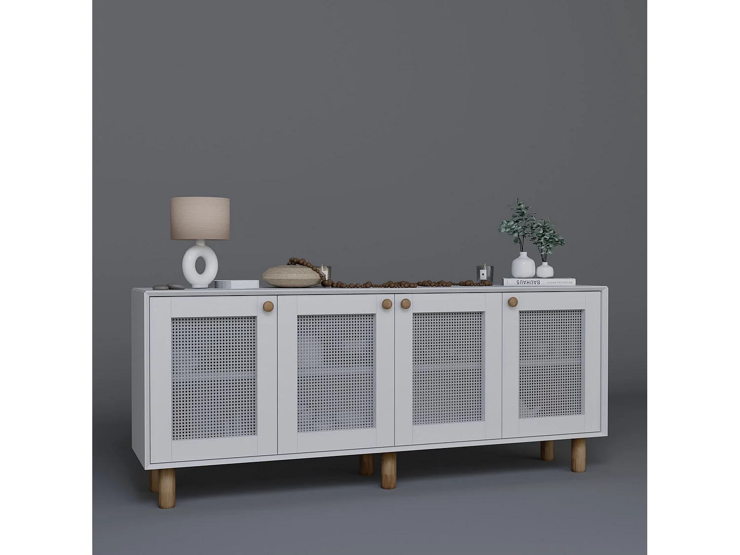 Buffet – 180 cm x 75 cm x 40 cm – Blanc – Panneau de particules revêtu de mélamine