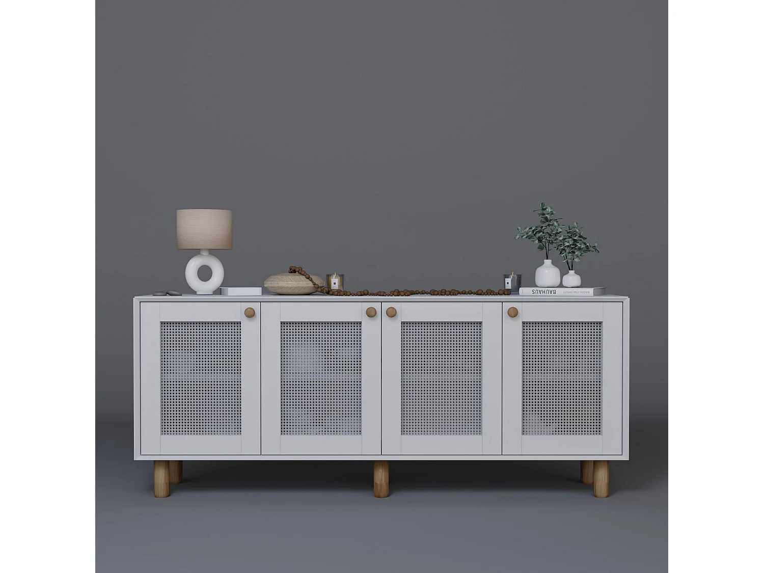 Buffet – 180 cm x 75 cm x 40 cm – Blanc – Panneau de particules revêtu de mélamine