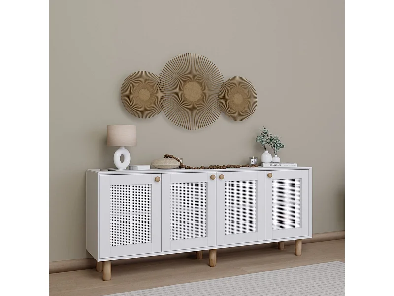 Dressoir – 180 cm x 75 cm x 40 cm – Wit – Spaanplaat gecoat met melamine