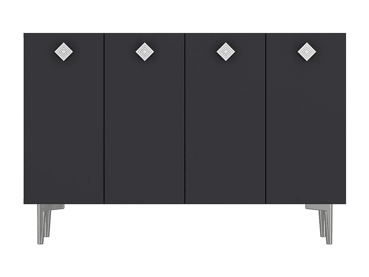 Komoda z płyty MDF pokrytej melaminą – 120 cm x 80 cm x 29,6 cm – antracyt i srebro