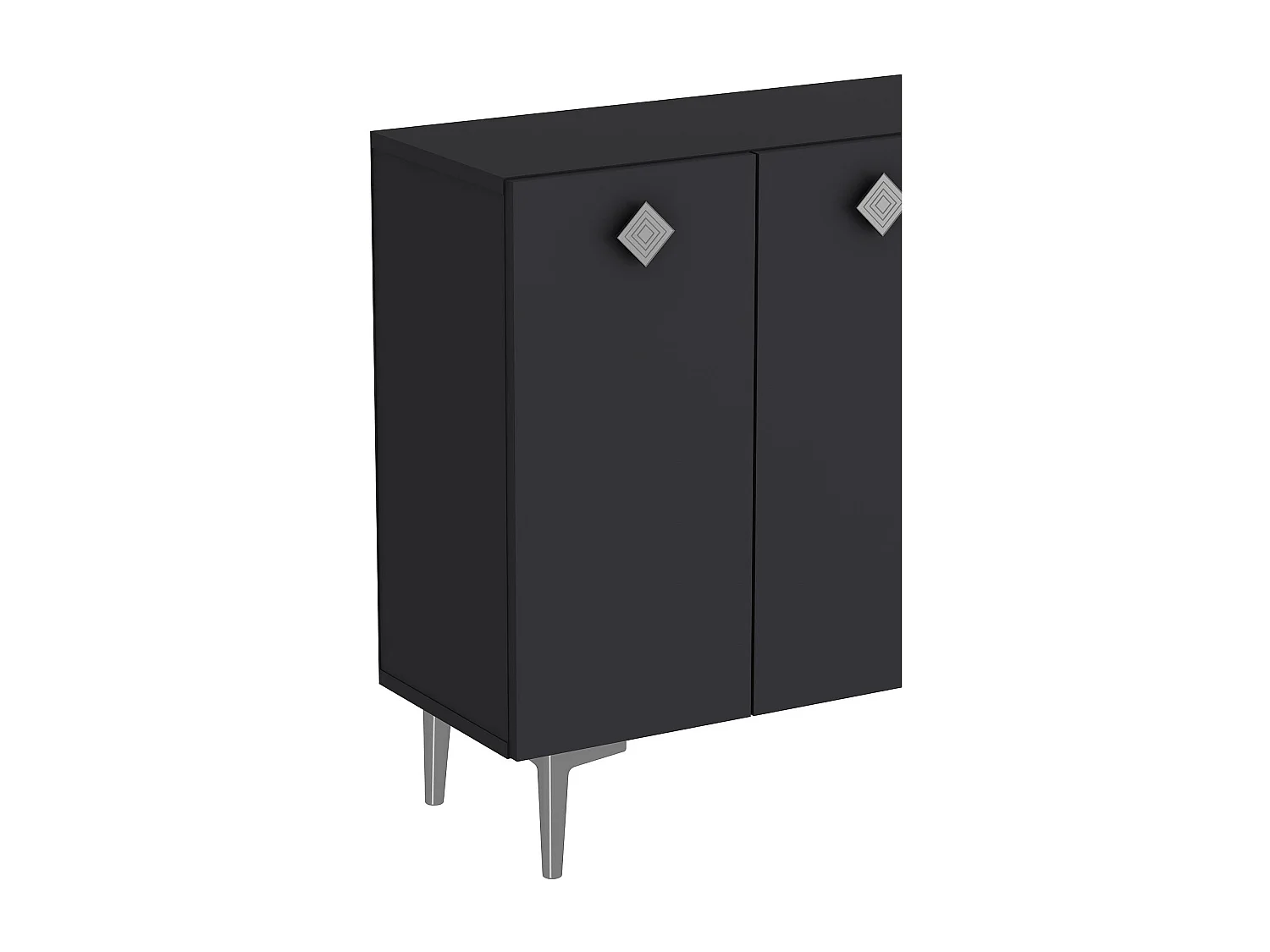 Komoda z płyty MDF pokrytej melaminą – 120 cm x 80 cm x 29,6 cm – antracyt i srebro