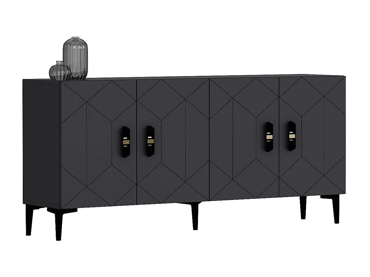 Komoda – 150 cm x 75 cm x 35 cm – Antracyt – Płyta wiórowa pokryta melaminą