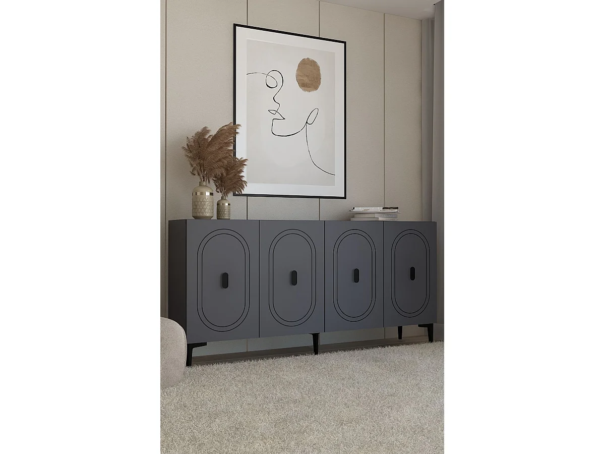 Dressoir – 150 cm x 75 cm x 35 cm – Antraciet – Spaanplaat