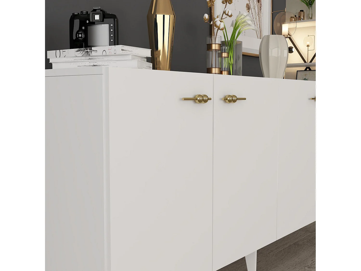 Sideboard – 150 cm x 79 cm x 40 cm – Weiß – Melaminbeschichtete Spanplatte