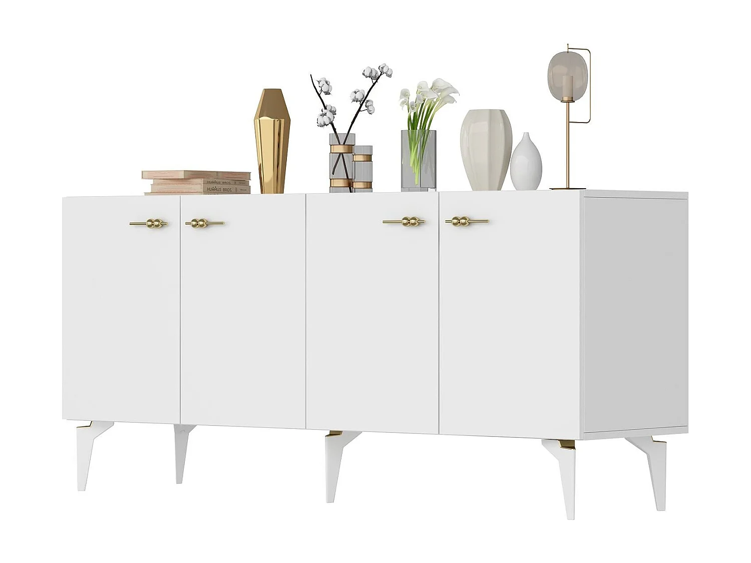 Sideboard – 150 cm x 79 cm x 40 cm – Weiß – Melaminbeschichtete Spanplatte