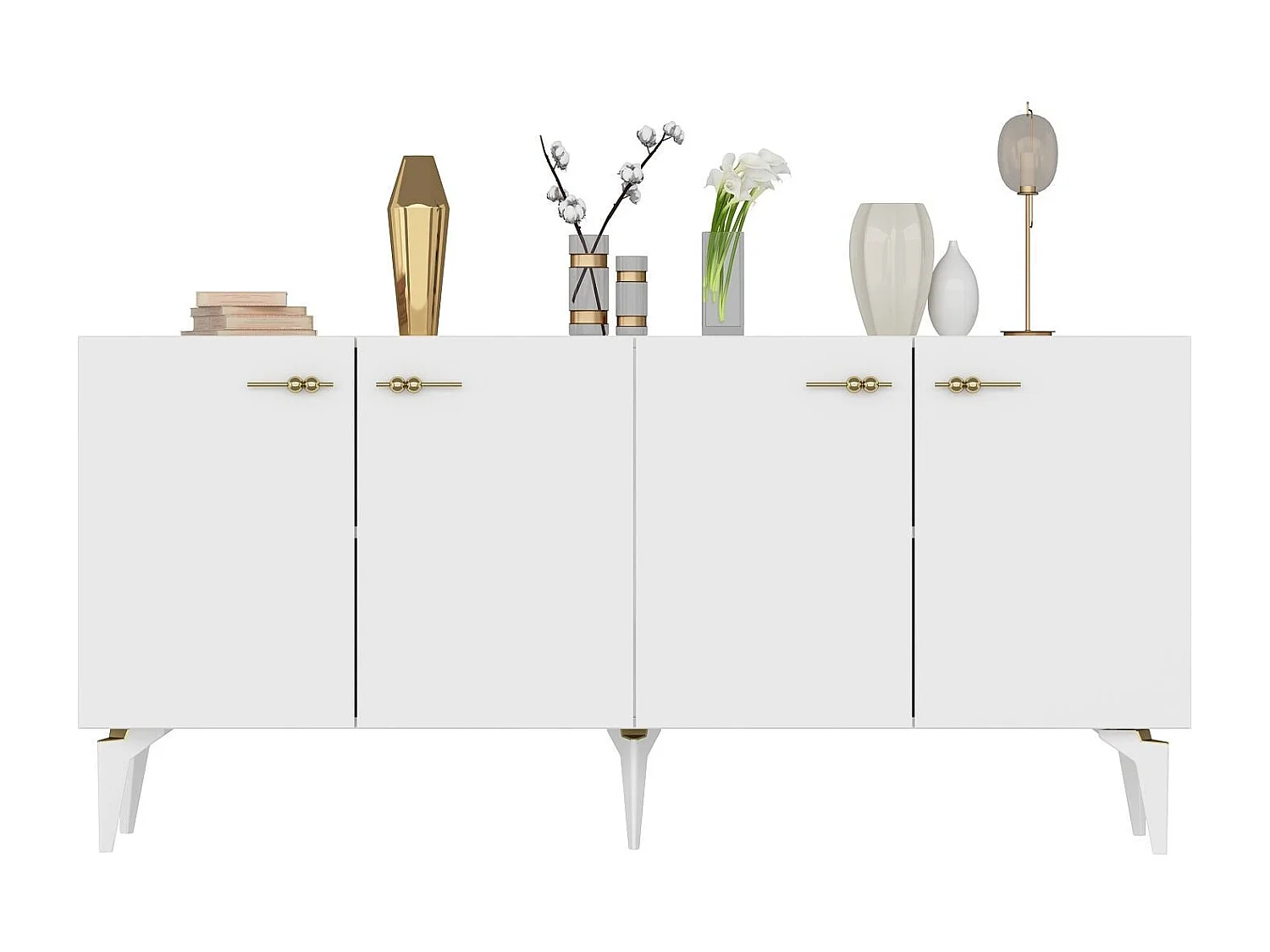 Sideboard – 150 cm x 79 cm x 40 cm – Weiß – Melaminbeschichtete Spanplatte
