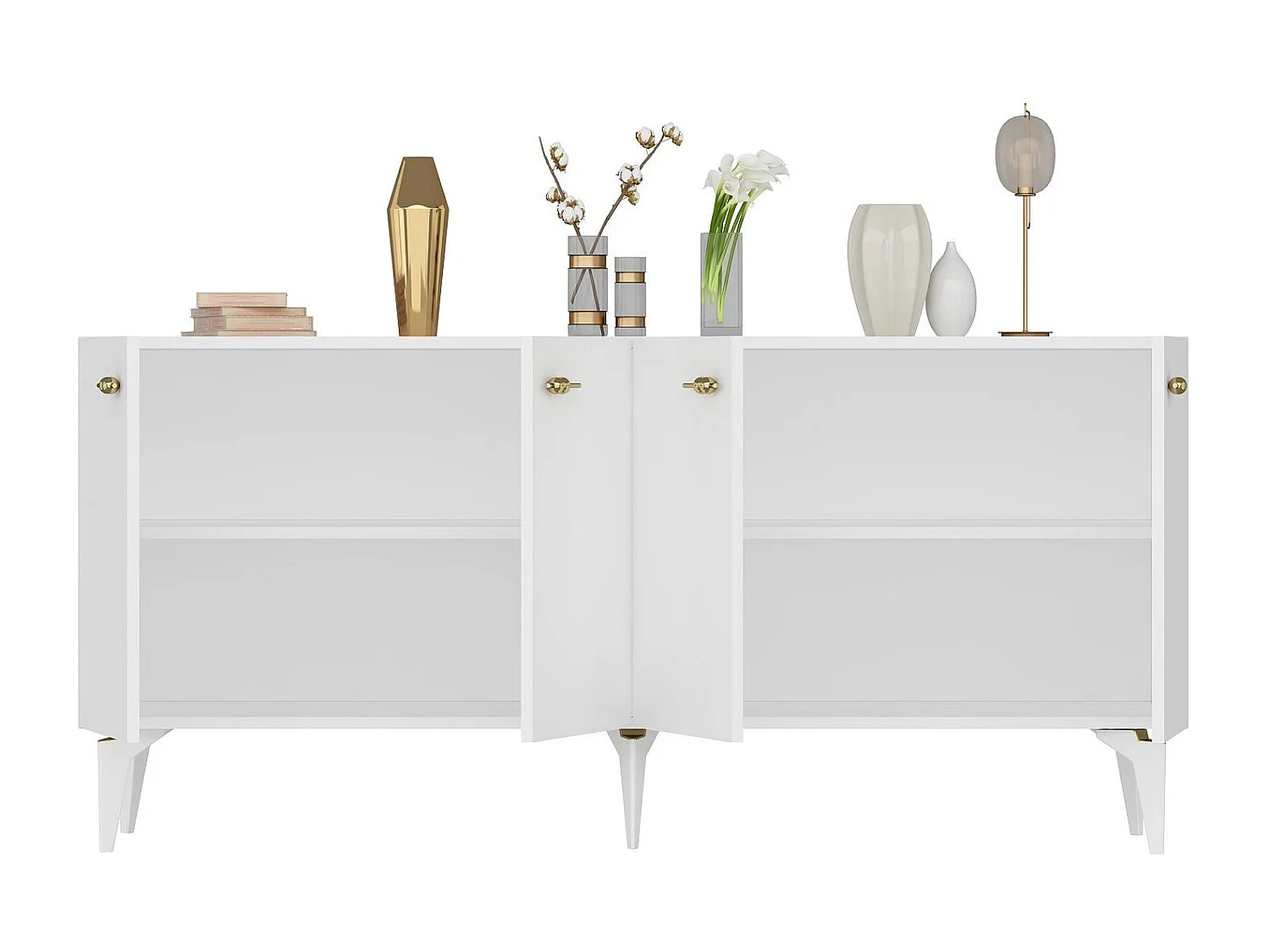 Sideboard – 150 cm x 79 cm x 40 cm – Weiß – Melaminbeschichtete Spanplatte