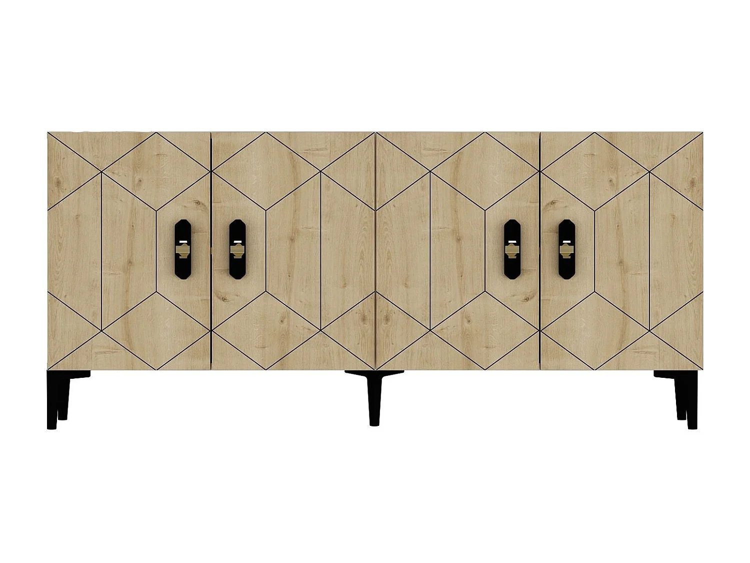 Komoda – 150 cm x 75 cm x 35 cm – Dąb antracytowy i szafirowy – 100% płyta wiórowa