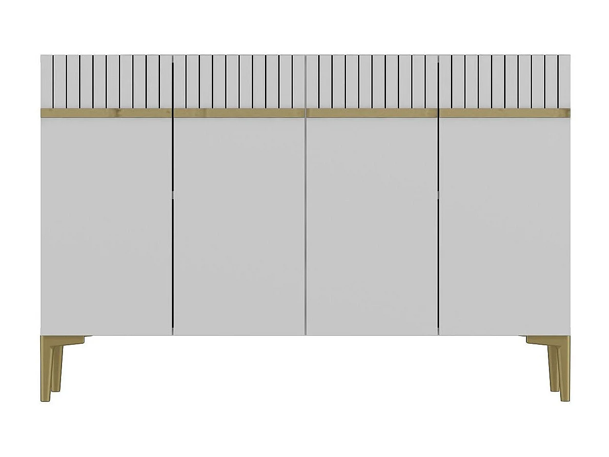 Credenza – 120 cm x 80 cm – Bianco e oro – Pannello truciolare rivestito in melaminico