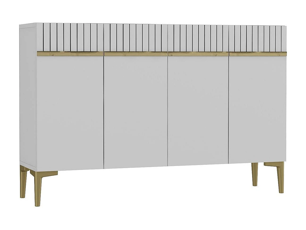 Credenza – 120 cm x 80 cm – Bianco e oro – Pannello truciolare rivestito in melaminico