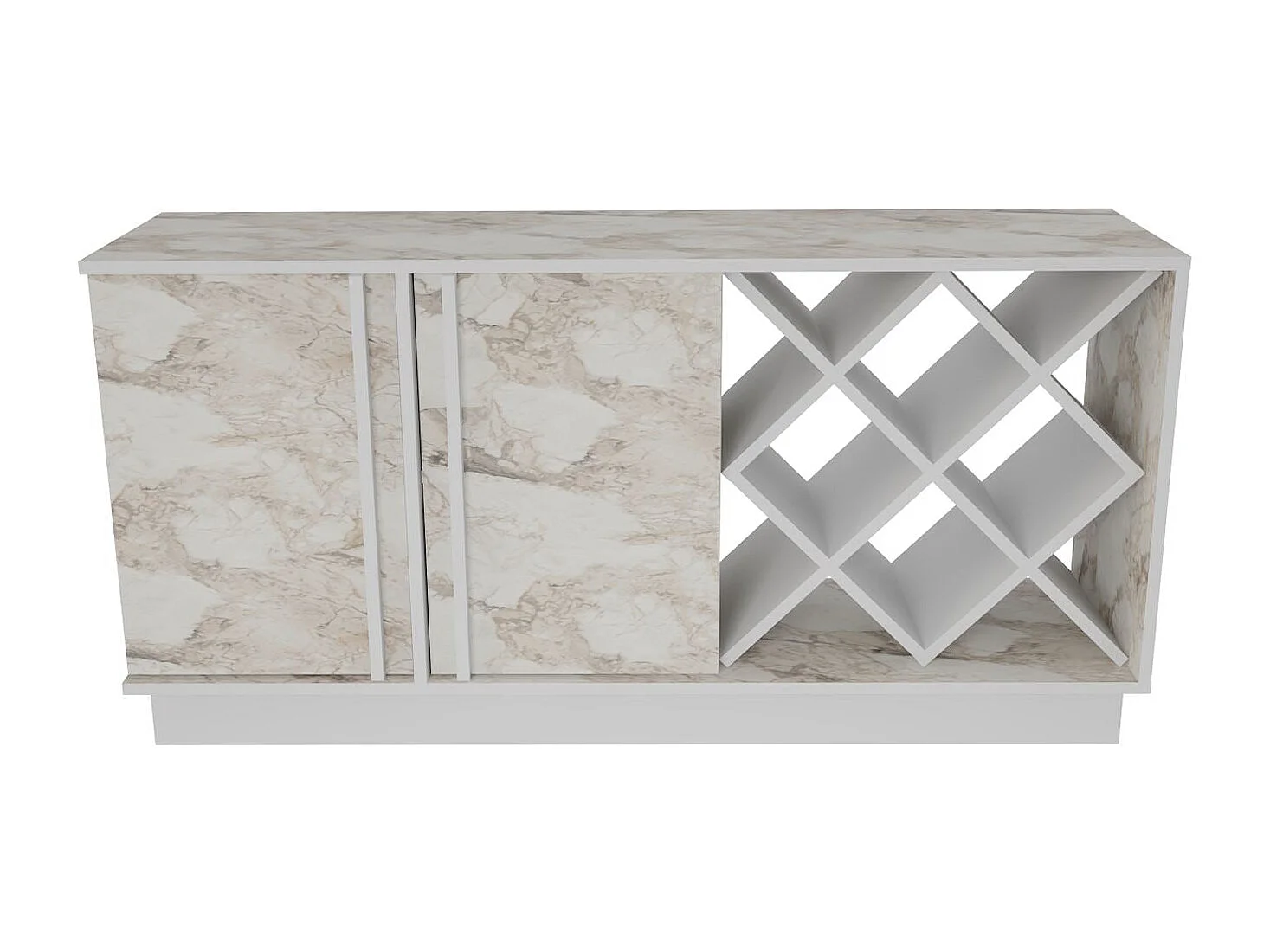 Buffet – 148 cm x 70 cm x 40 cm – Blanc et Éphèse – MDF