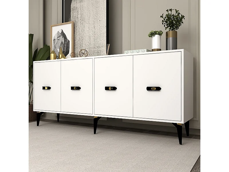 Sideboard aus melaminbeschichteter Spanplatte – 180 cm – Weiß