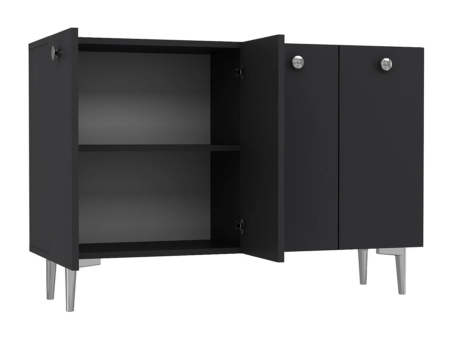 Komoda – 120 cm x 80 cm x 29,6 cm – antracyt i srebro – płyta MDF