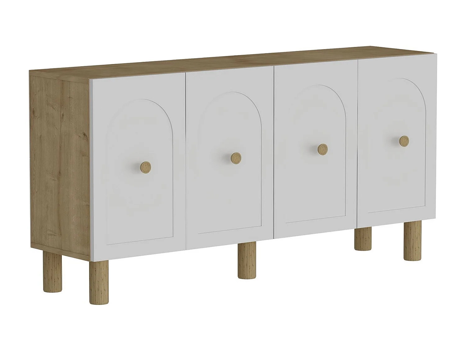 Aparador – 150 cm x 75 cm x 30 cm – Roble Zafiro, Blanco – Tablero aglomerado revestido de melamina