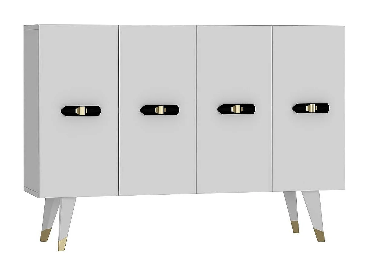Buffet – 120 cm x 80 cm x 29,6 cm – Or et Blanc – panneaux de particules