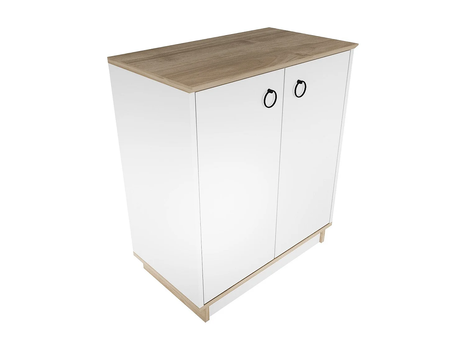 Buffet élégant blanc et noyer, 72 cm x 83,1 cm x 42 cm | Panneau de particules 100 % mélaminé, épaisseur 18 mm | Idéal pour les espaces modernes