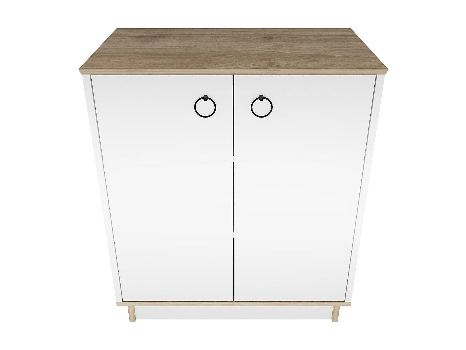 Buffet élégant blanc et noyer, 72 cm x 83,1 cm x 42 cm | Panneau de particules 100 % mélaminé, épaisseur 18 mm | Idéal pour les espaces modernes