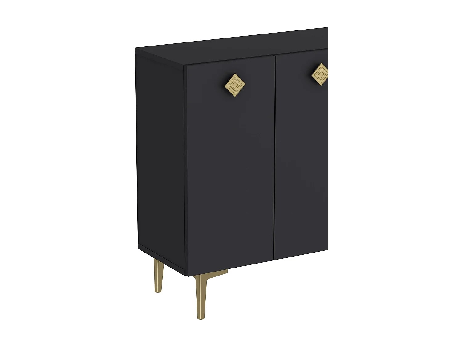 Komoda – 120 cm x 80 cm x 29,6 cm – Antracyt i złoto – Płyta wiórowa pokryta melaminą