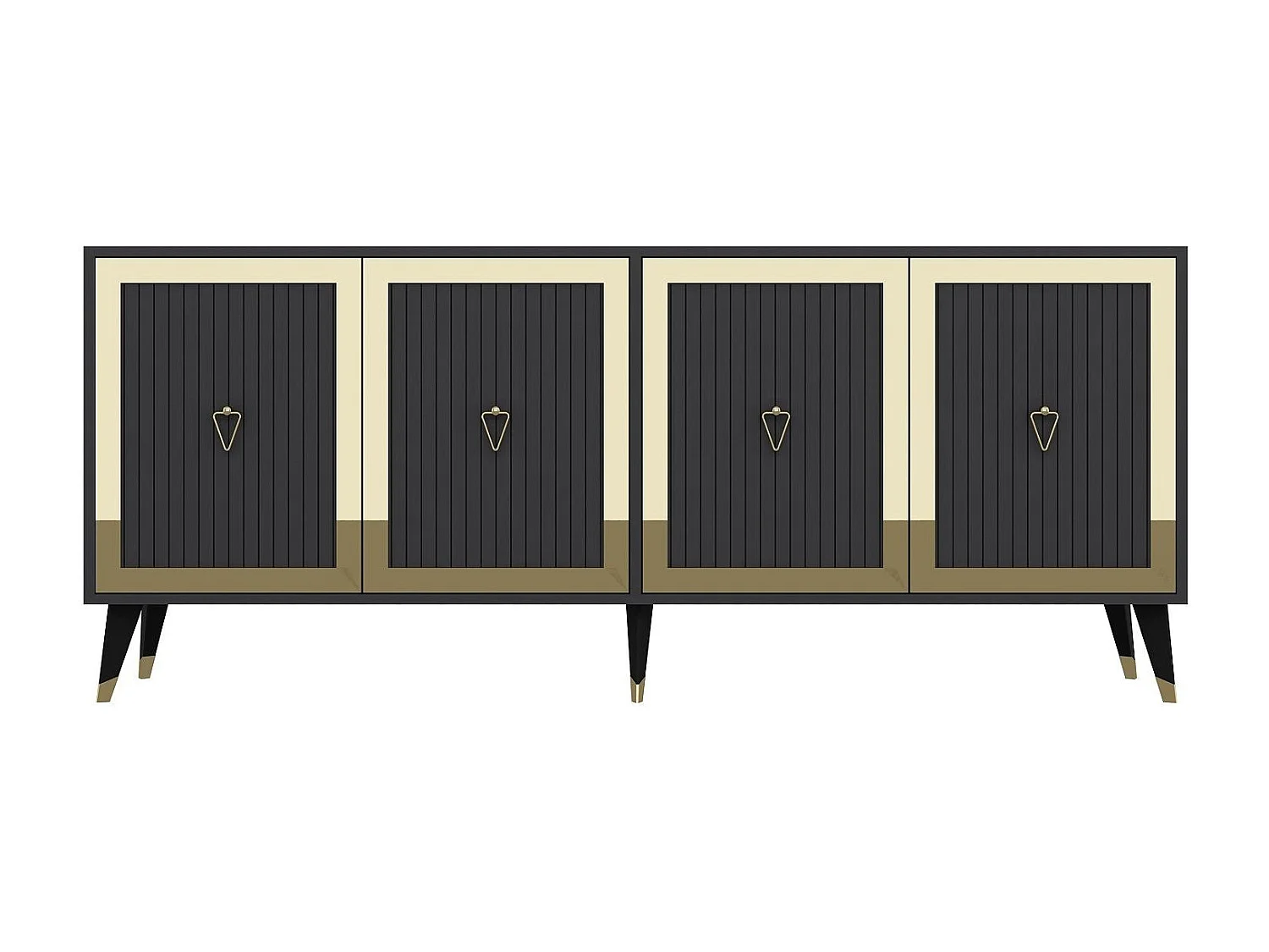 Komoda – 180 cm x 78,6 cm x 35 cm – Antracyt i złoto – Płyta wiórowa pokryta melaminą