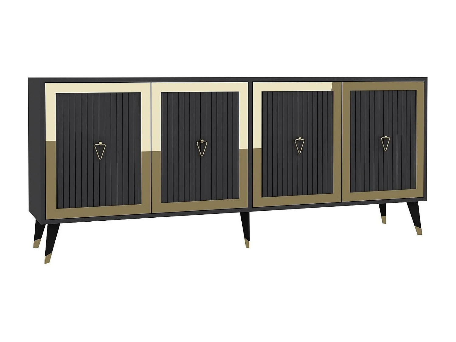 Komoda – 180 cm x 78,6 cm x 35 cm – Antracyt i złoto – Płyta wiórowa pokryta melaminą