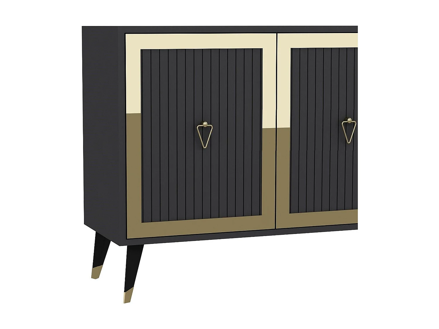 Komoda – 180 cm x 78,6 cm x 35 cm – Antracyt i złoto – Płyta wiórowa pokryta melaminą