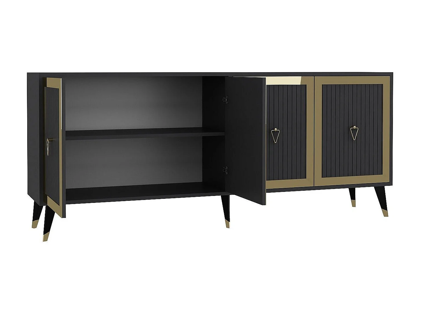 Komoda – 180 cm x 78,6 cm x 35 cm – Antracyt i złoto – Płyta wiórowa pokryta melaminą