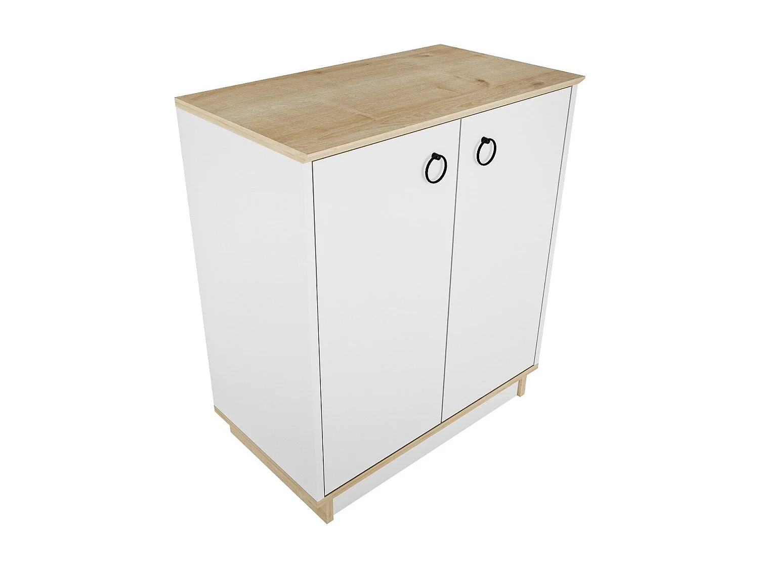 Buffet élégant blanc et chêne, 72 cm x 83,1 cm x 42 cm | Panneau de particules 100 % mélaminé, épaisseur 18 mm | Idéal pour les salons et couloirs mod