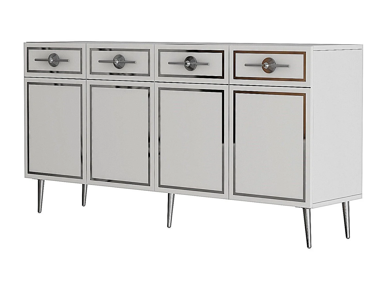 Dressoir – 150 cm – Wit, Zilver – Spaanplaat