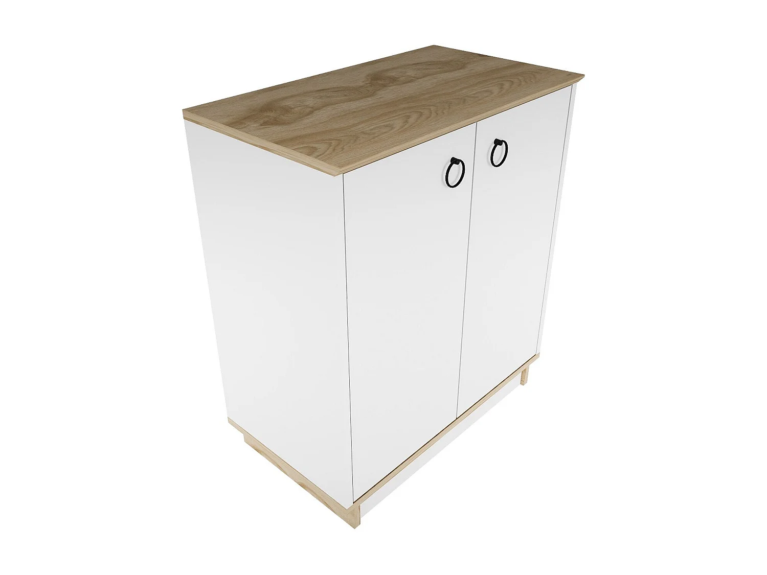 Buffet élégant blanc et chêne, 72 cm x 83,1 cm x 42 cm | Panneau de particules 100 % mélaminé, épaisseur 18 mm | Idéal pour les salons et couloirs mod