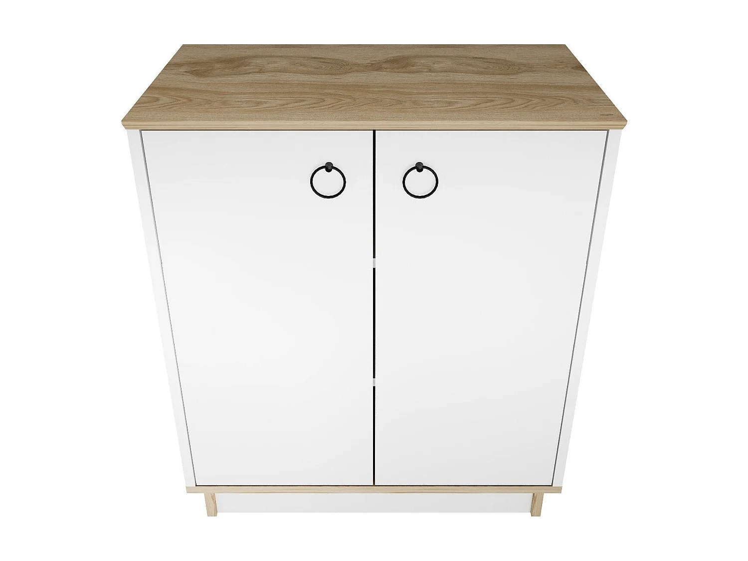 Buffet élégant blanc et chêne, 72 cm x 83,1 cm x 42 cm | Panneau de particules 100 % mélaminé, épaisseur 18 mm | Idéal pour les salons et couloirs mod