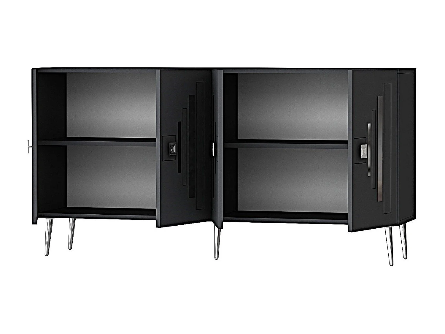 Komoda – 150 cm x 75 cm x 35 cm – Antracyt i srebro – Cząsteczki drewna z melaminą