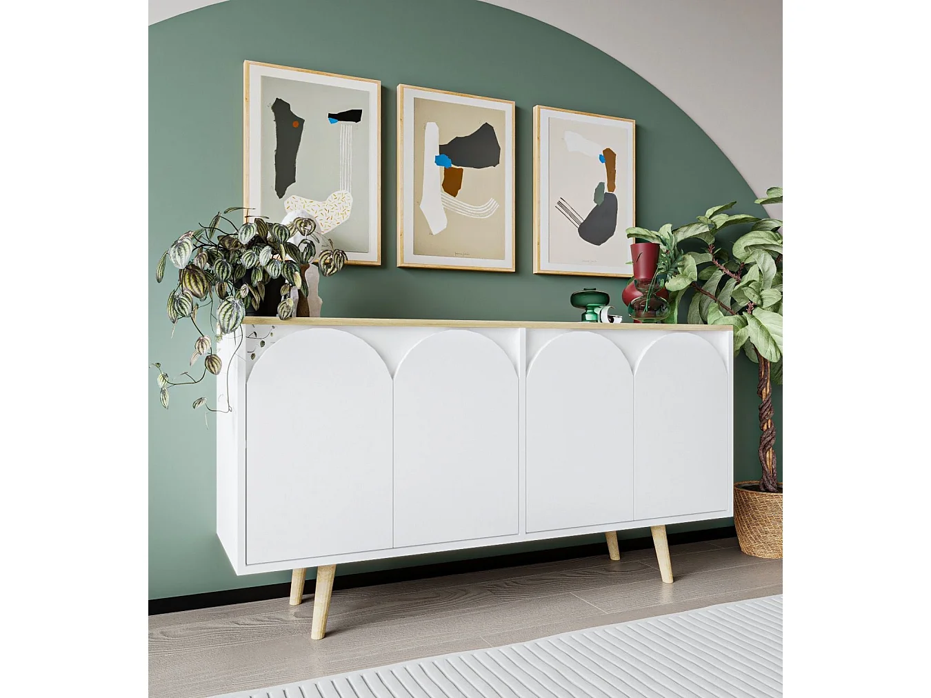 Aparador – 150 cm – Carvalho Safira e Branco – Aglomerado