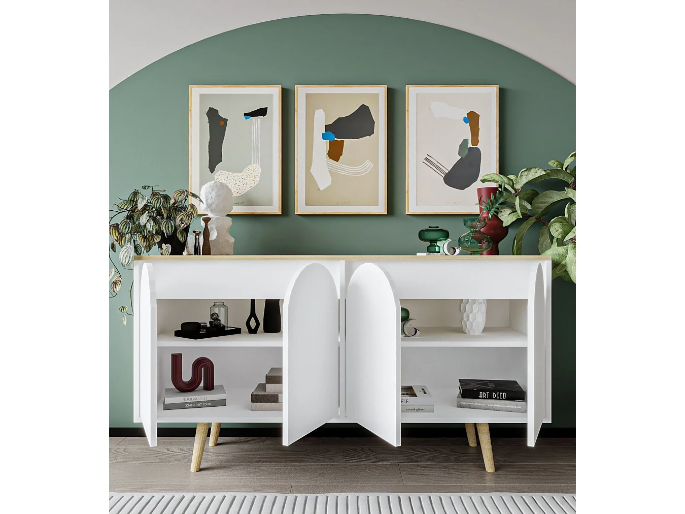 Buffet – 150 cm – Chêne Saphir et Blanc – Aggloméré