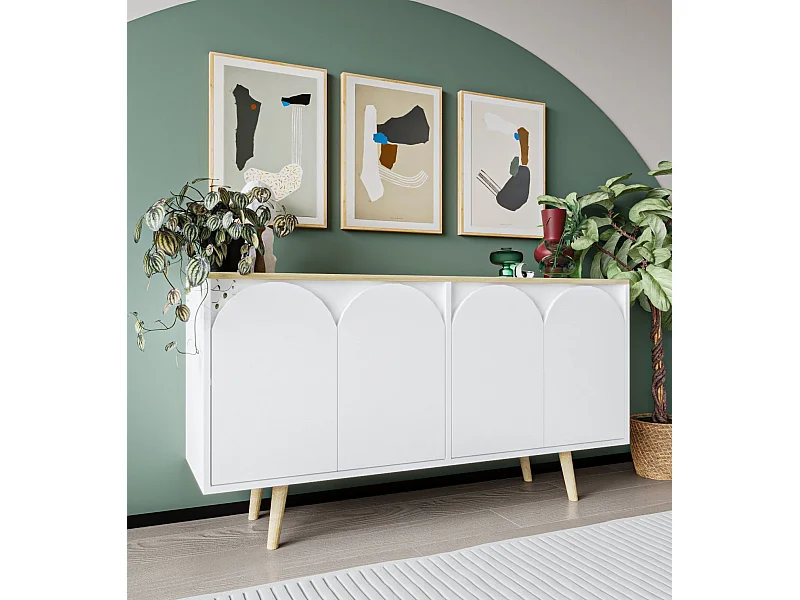 Aparador – 150 cm – Carvalho Safira e Branco – Aglomerado