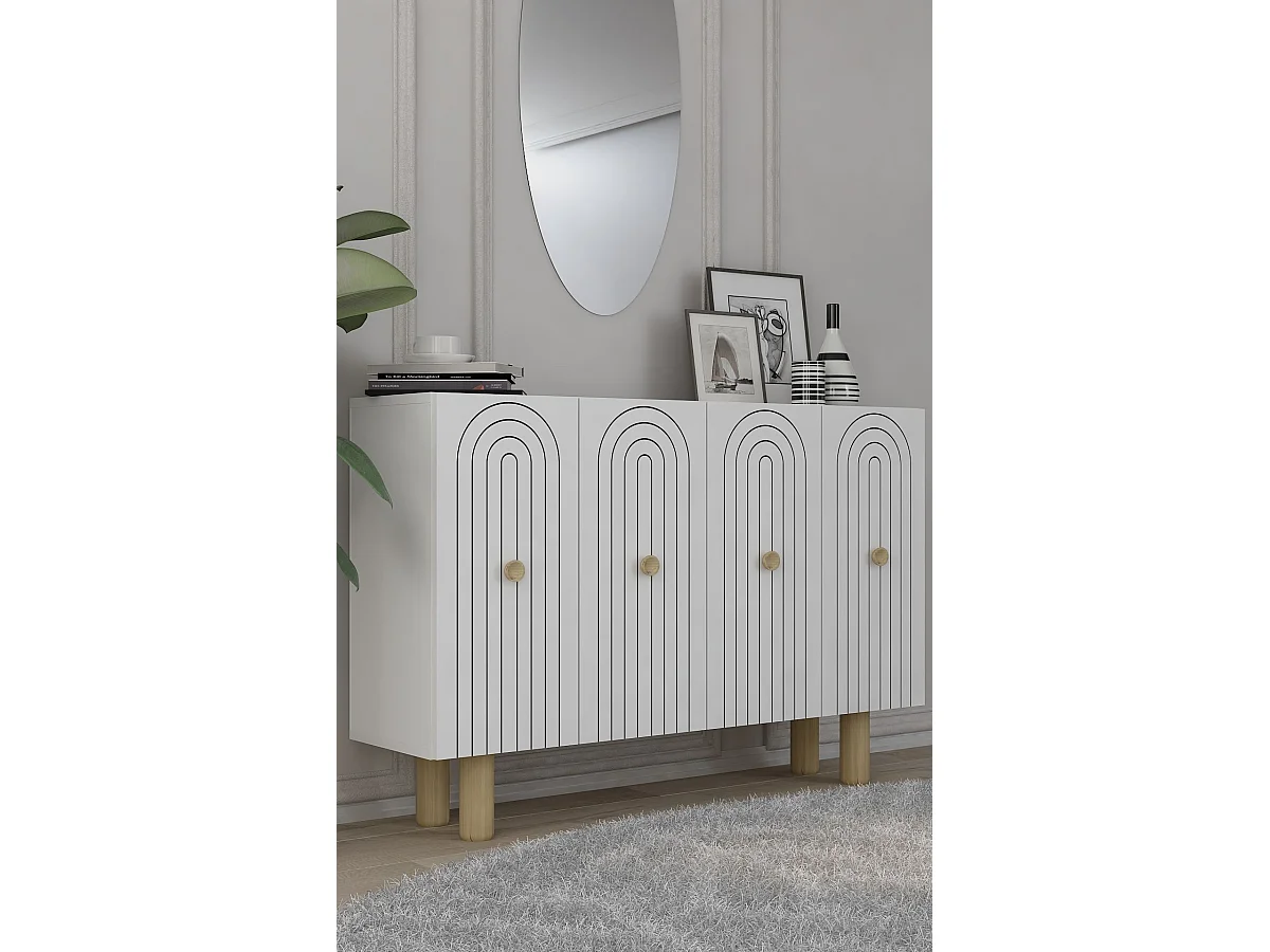 Dressoir – 120 cm x 75 cm x 29,6 cm – Wit – Melamine gecoate spaanplaat