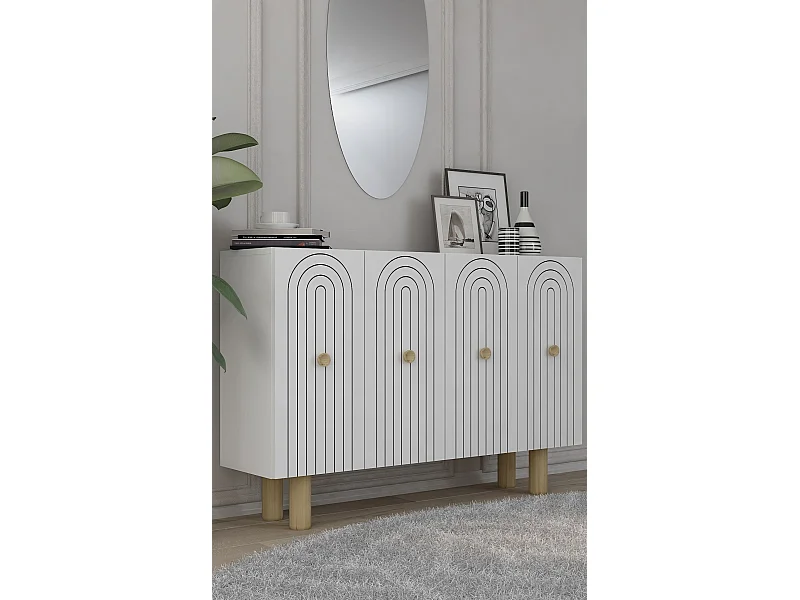 Dressoir – 120 cm x 75 cm x 29,6 cm – Wit – Melamine gecoate spaanplaat