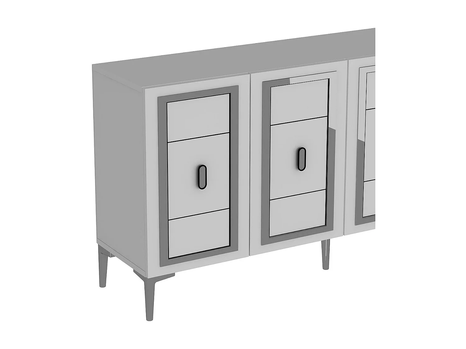 Buffet – 150 cm x 75 cm x 35 cm – Blanc et Argent – ​​MDF