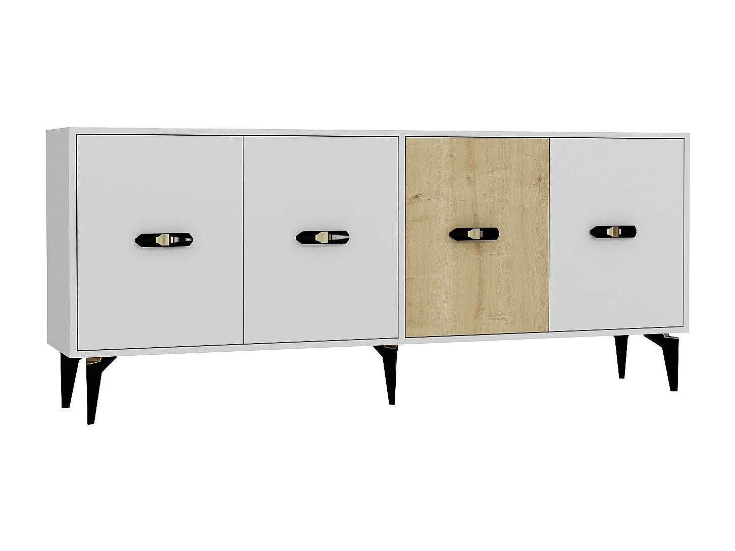 Dressoir – 180 cm – Wit en saffier eiken – Melamine gecoate spaanplaat