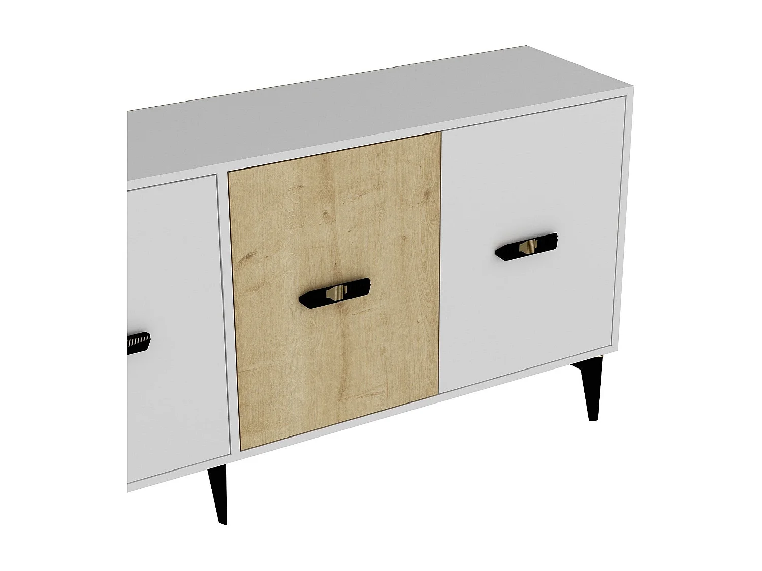 Dressoir – 180 cm – Wit en saffier eiken – Melamine gecoate spaanplaat