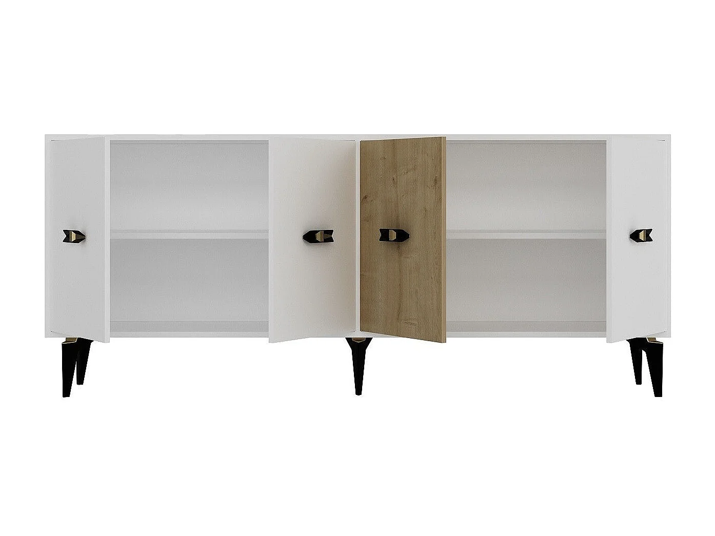 Dressoir – 180 cm – Wit en saffier eiken – Melamine gecoate spaanplaat