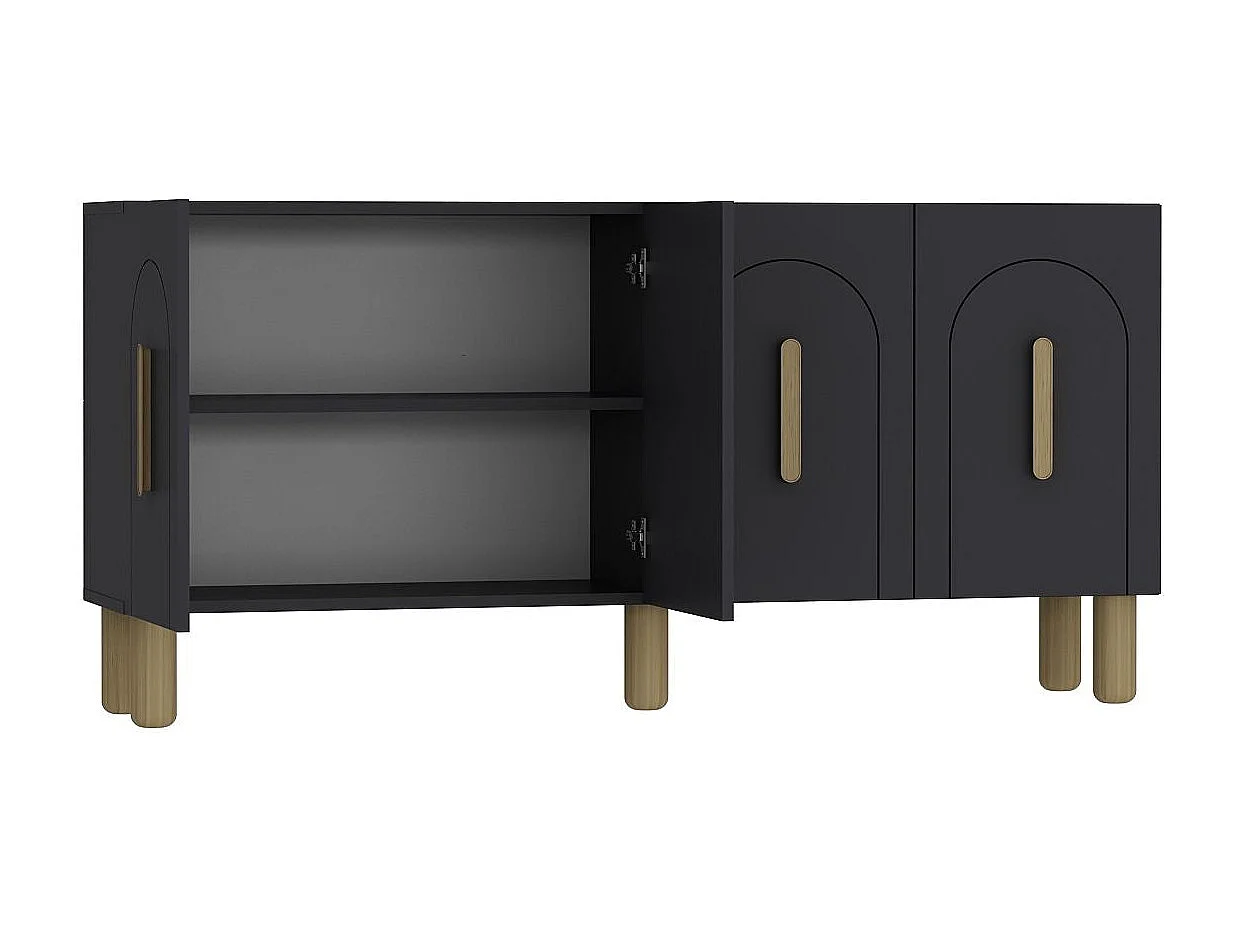 Komoda – 150 cm x 75 cm x 35 cm – Dąb antracytowy i szafirowy – płyta wiórowa