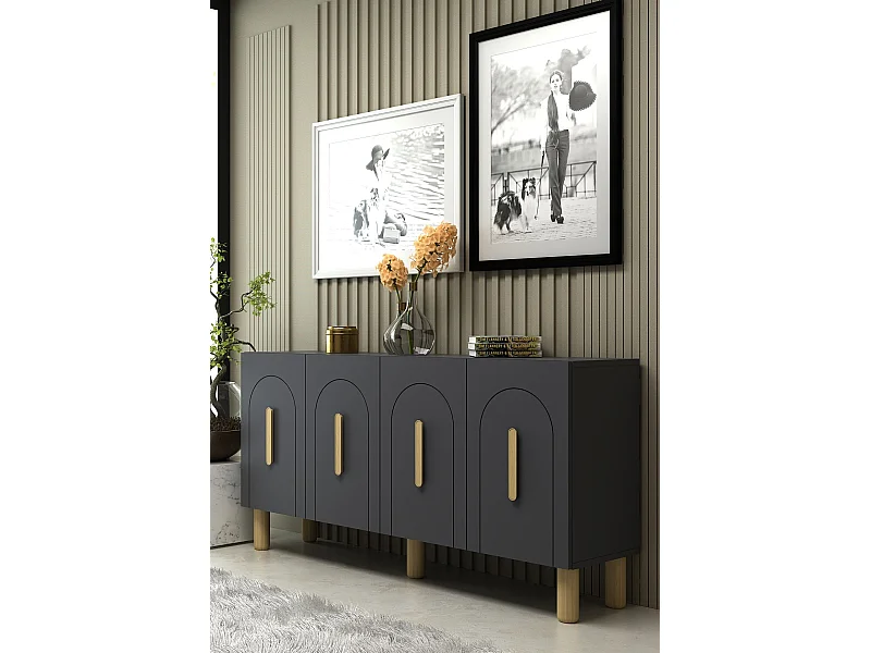 Komoda – 150 cm x 75 cm x 35 cm – Dąb antracytowy i szafirowy – płyta wiórowa