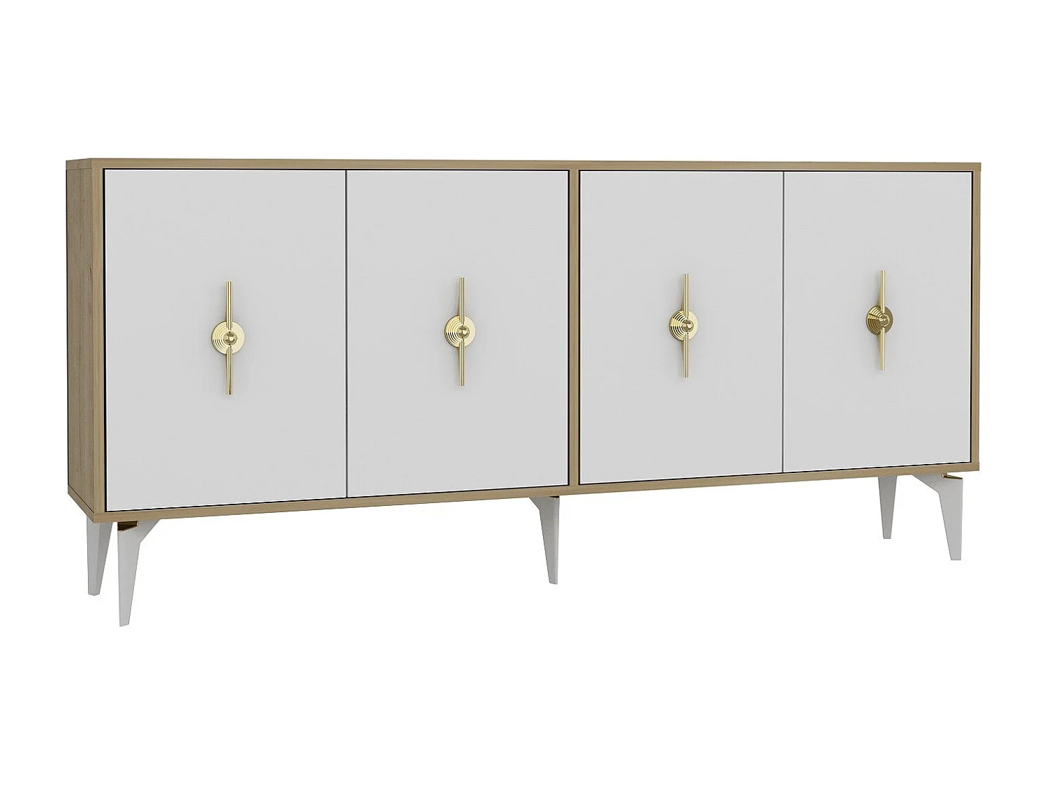 Buffet en aggloméré mélaminé – 180 cm x 82,6 cm x 35 cm – Chêne saphir et blanc