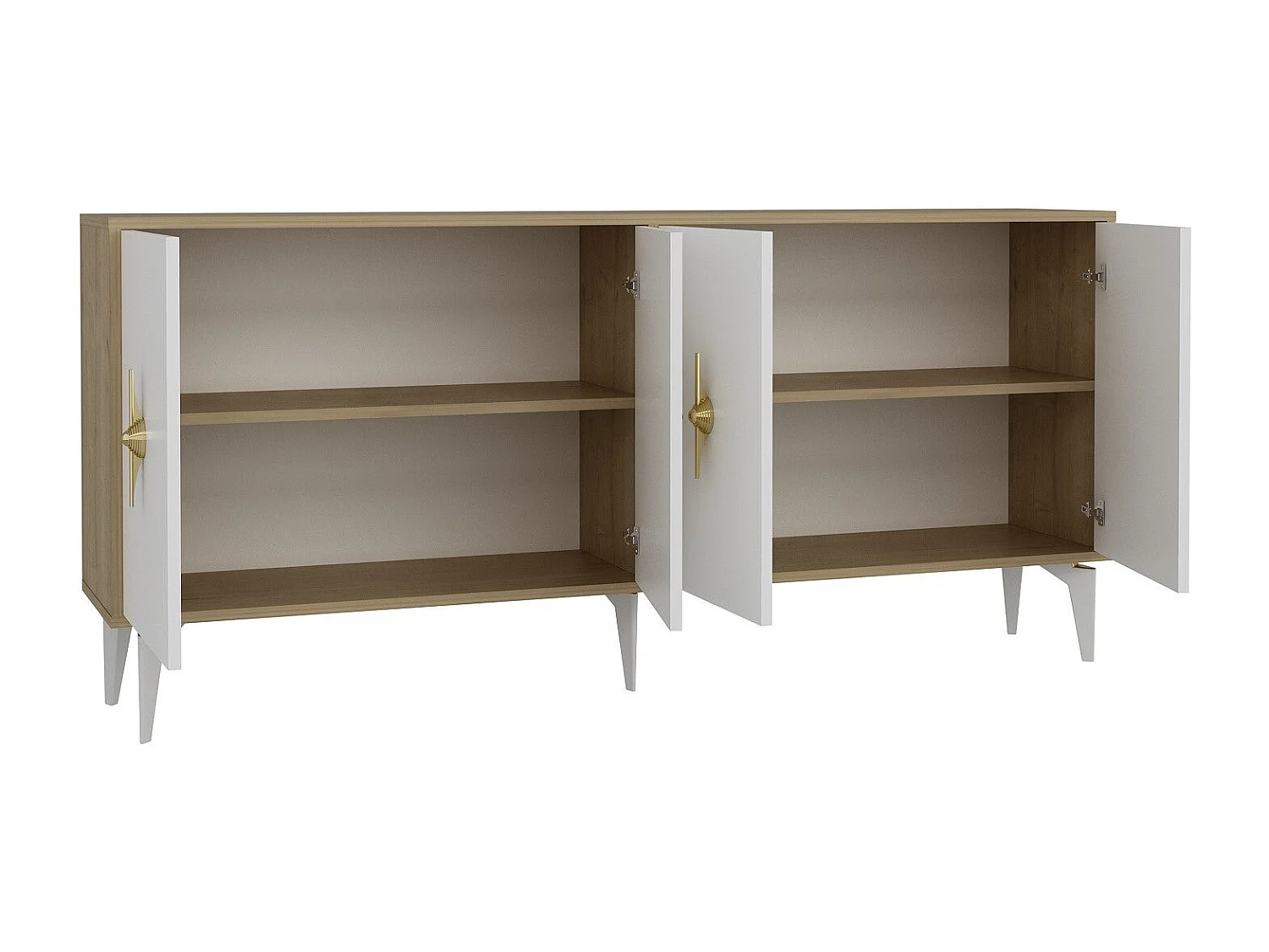 Buffet en aggloméré mélaminé – 180 cm x 82,6 cm x 35 cm – Chêne saphir et blanc
